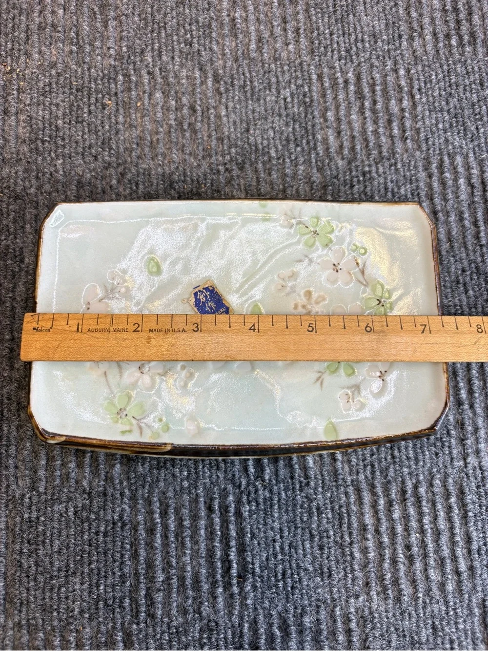 Japanese-made porcelain jewelry tray/soap dish/sushi plate/ w/cherry blossoms